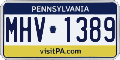 PA license plate MHV1389