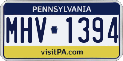 PA license plate MHV1394