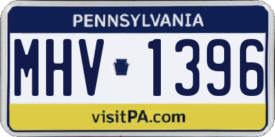 PA license plate MHV1396
