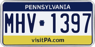 PA license plate MHV1397