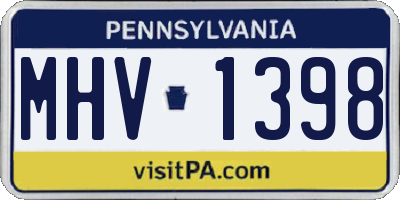 PA license plate MHV1398
