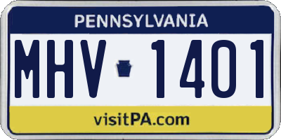 PA license plate MHV1401