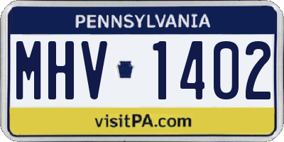 PA license plate MHV1402