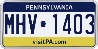 PA license plate MHV1403