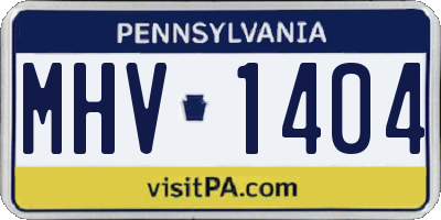 PA license plate MHV1404