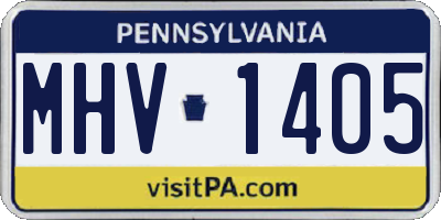 PA license plate MHV1405