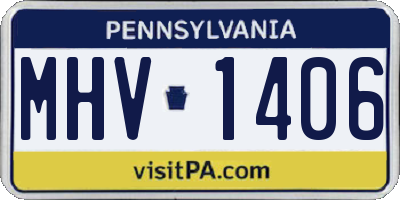 PA license plate MHV1406