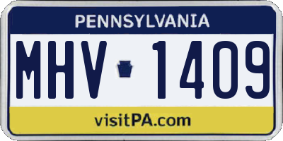 PA license plate MHV1409