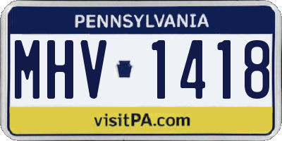 PA license plate MHV1418