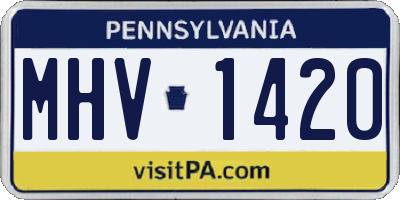 PA license plate MHV1420