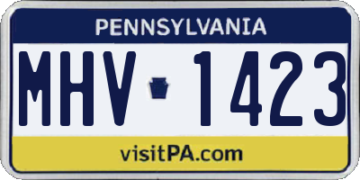 PA license plate MHV1423