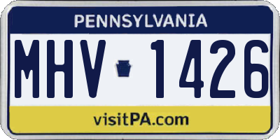 PA license plate MHV1426