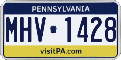 PA license plate MHV1428