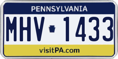 PA license plate MHV1433