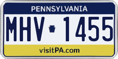 PA license plate MHV1455