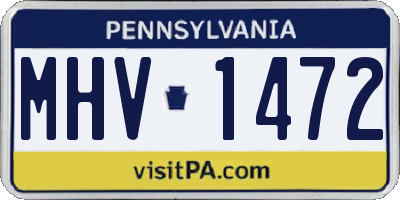 PA license plate MHV1472