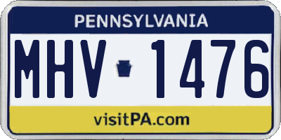 PA license plate MHV1476