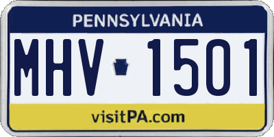 PA license plate MHV1501