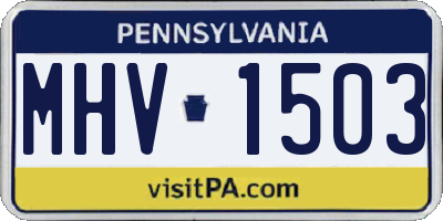 PA license plate MHV1503