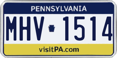 PA license plate MHV1514