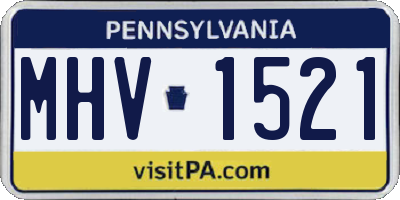 PA license plate MHV1521