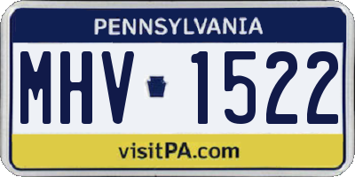 PA license plate MHV1522