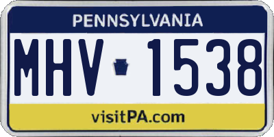 PA license plate MHV1538