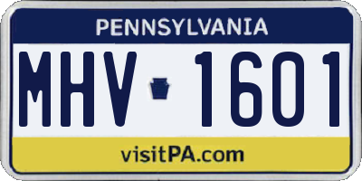 PA license plate MHV1601