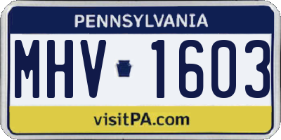 PA license plate MHV1603