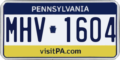 PA license plate MHV1604