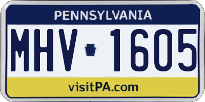 PA license plate MHV1605