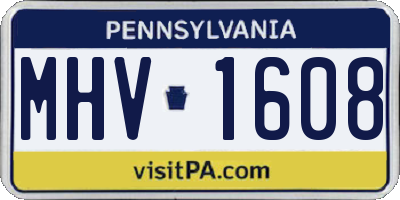 PA license plate MHV1608