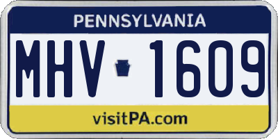 PA license plate MHV1609