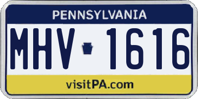 PA license plate MHV1616