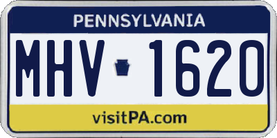 PA license plate MHV1620
