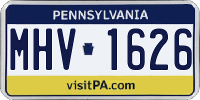 PA license plate MHV1626