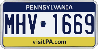 PA license plate MHV1669