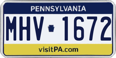 PA license plate MHV1672