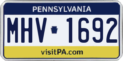 PA license plate MHV1692