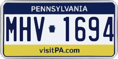 PA license plate MHV1694