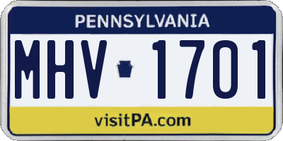 PA license plate MHV1701