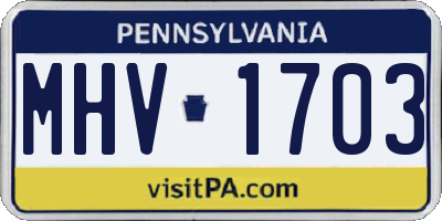 PA license plate MHV1703