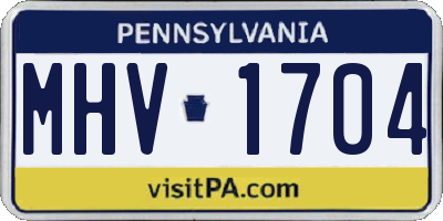 PA license plate MHV1704