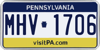 PA license plate MHV1706