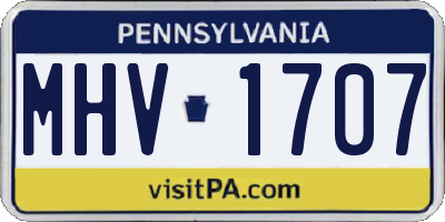 PA license plate MHV1707