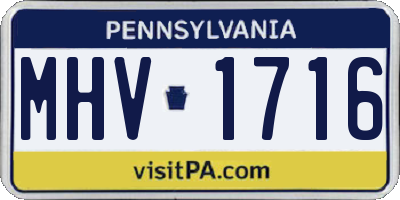 PA license plate MHV1716