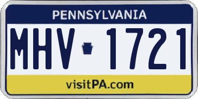 PA license plate MHV1721