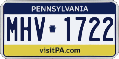 PA license plate MHV1722