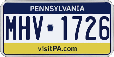 PA license plate MHV1726