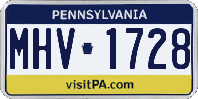 PA license plate MHV1728